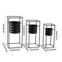 Minimalist Tall Set of 3 Nestable Anti-rust Matte Black Metal Plant Stand Floor Planter Holder for Indoor Clothing Store Decor