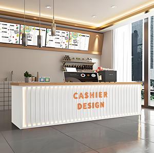 Comptoir d'accueil artistique haut de gamme, sur mesure, forme courbe spéciale, pour hôtel, bureau, salon de beauté, centre commercial - Product Image 3