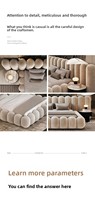 Ensemble de lit en tissu style crème populaire, mobilier de chambre à coucher, lit king-size design moderne avec rangement, lit nuage rembourré à vendre