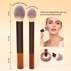 Ensemble de pinceaux de <span class=keywords><strong>maquillage</strong></span> professionnels en fibres synthétiques vegan personnalisées, avec manche transparent et virole en aluminium, vente en gros ODM OEM - Product Image 2