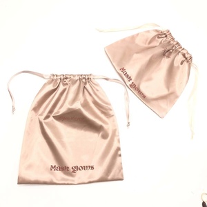 Custom Hair Wig <b>Extension</b> Packaging Drawstring Satin Bag Lingerie Clothing Silk Satin Gift Bag With Custom Logo - Product Image 2