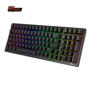 Real Kludge-teclado inalámbrico RK98, teclado mecánico para videojuegos, usb, color blanco, árabe e inglés, rojo, rgb