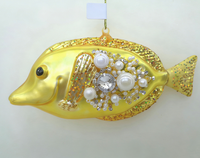 Ornement en verre en forme de poisson perle de diamant coloré, best-seller en gros, décoration de festival de poissons tropicaux à changement de couleur progressif