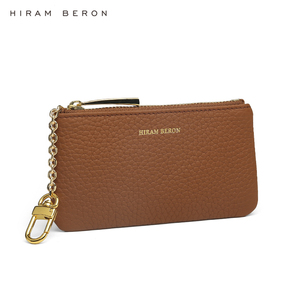 Hiram Beron – porte-clés en cuir de veau doux de haute qualité pour femmes, portefeuille marron clair, vente en gros - Product Image 2