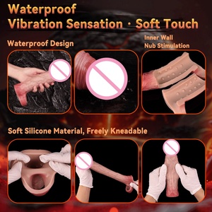 Funda de Silicona para Pene ORALSX con Vibración, Control Inalámbrico, Vibrador Recargable, Extensor de Pene, Anillo para Pene, Juguetes Sexuales - Product Image 4