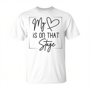 T-shirt My Heart Is On That Stage blanc unisexe pour adulte, col rond, manches courtes, impression numérique - Product Image 2