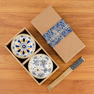 Juego de Vajilla de Porcelana Azul y Blanca con Diseño de Plantas, Vajilla Desechable de Cerámica, Juego de Tazones con Flores para Fiestas - Product Image 5