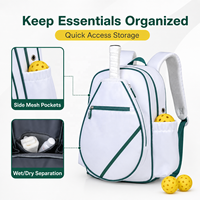 Sac à dos de pickleball avec compartiment à chaussures en nylon pour 2 à 4 raquettes Modèle YS402 40,9x33,5x19,6 cm 790g