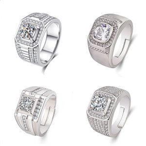 26 Styles Großhandel Verstellbare Trau ringe Fine Jewelry Faux Moissan ite Ringe für Männer - Product Image 1