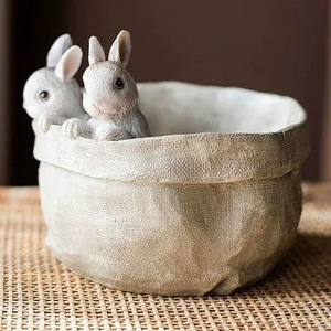 Easter Bunny Resin Ornament Rabbit Bonsai Indoor Decoration Nordic Style Cute Animal Figurine For Home Decor - Product Image 4