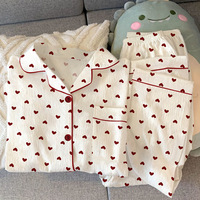 Ensemble de Pyjama pour Femme Imprimé en Soie de Lait, Tissu Froissé, Confortable et Tendance, Vêtement d'Intérieur Printemps-Automne