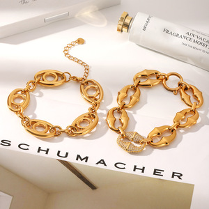 MW 18k Gold Stainless Steel Dainty Two Tone Chain <strong>Bracelet</strong> Stackable Modern Layered <strong>Aesthetic</strong> Trending Chain O-Shaped <strong>Bracelet</strong> - Product Image 4