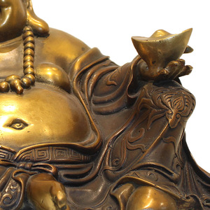 Chinese Style Brass Maitreya Buddha Figurine Golden Bronze Handmade Sculpture For Home Decor - Product Image 5