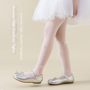 Medias de Lentejuelas Blancas con Lazo para Niñas, Pantimedias Ultrafinas Transpirables Anti-rozaduras Cortables para Verano - Product Image 3