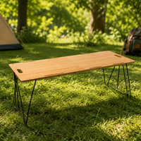 Table pliante d'extérieur en bambou - Légère pour pique-nique, pêche et barbecue - Mobilier d'extérieur