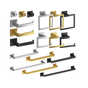 Moderno premio in acciaio inox accappatoio e asciugamano ganci per bagno quadrato nero Base asciugamano appendiabiti in metallo - Product Image 6