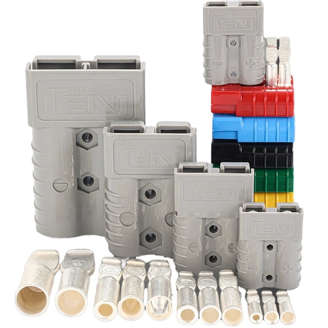 Connector Battery Socket 50A Rated Current 2P Copper Pins Grey ABS Housing Material Plug Power
