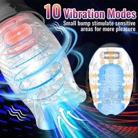 Sexspielzeug für Männer Silikon TPE Vibrator Wiederaufladbar Heizend Automatische Rotation Masturbationsbecher Schwarz Sextoys für Männer