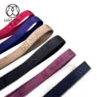 Vente en gros de ruban élastique à logo gaufré, bordure picot, ruban élastique en nylon coloré, bande élastique jacquard pour lingerie et sous-vêtements
