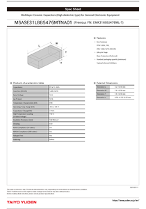 Condensadores Cerámicos SMD Multicapa TAIYO YUDEN 1206/3216 20% 16V para Equipos Electrónicos Generales Modelos MSASE31LBB5476MTNA01 - Product Image 3