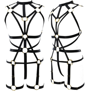 Harnais de corps élastique noir style gothique punk avec porte-jarretelles pour <span class=keywords><strong>bas</strong></span>, lingerie <span class=keywords><strong>sexy</strong></span> à lanières pour femme, pour les soirées en club - Product Image 3