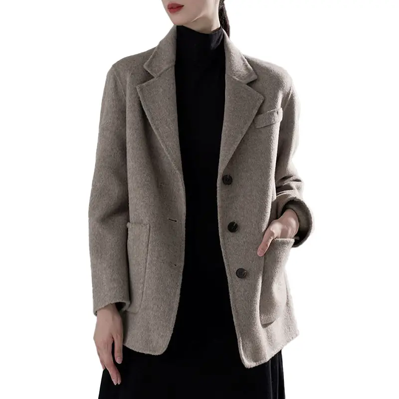Großhandel Einreiher Woll anzug Mantel Ernte Frauen Kaschmir Wolle Mäntel