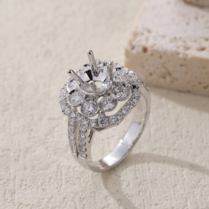 <b>Handmade</b> Custom 18K White Soild Gold Fine Ring Natural White Diamonds Semi Mounting Delicate Premium Quality Wedding Jewelry - Product Image 3