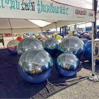 Boule miroir argentée gonflable, grand ballon brillant, ballon géant pour fête disco, décoration de fête de Noël, sphère miroir réfléchissante gonflable