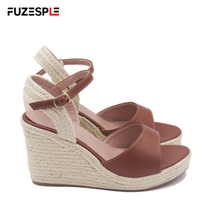 Da donna taglie forti 43 <span class=keywords><strong>con</strong></span> zeppe <span class=keywords><strong>alla</strong></span> moda gladiatore <span class=keywords><strong>tacco</strong></span> <span class=keywords><strong>alto</strong></span> tessuto in paglia espadrillas comode <span class=keywords><strong>sandali</strong></span> <span class=keywords><strong>con</strong></span> punta aperta da donna - Product Image 5