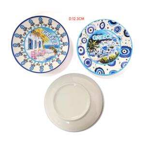 Assiette décorative en céramique avec logo personnalisé, différentes tailles, style aimant de réfrigérateur, souvenir de Grèce, 7,5 cm, 12,5 cm, 17,5 cm... - Product Image 5