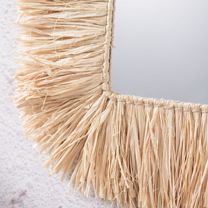 <b>Square</b> Raffia <b>Mirror</b> Aluminum Lens Framed Decorative Wall <b>Mirror</b> For Home Studio Homestay - Product Image 1