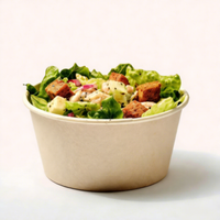Gepersonaliseerde wegwerp ronde bedrukte logo eco-vriendelijke biologisch afbreekbare salade fruit kraft papieren kom met deksel WELM merk