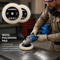 Disque en feutre de laine industriel Welldon de 4 pouces pour le polissage des métaux et des miroirs, roue de polissage en laine blanche 100% naturelle pour l'acier inoxydable