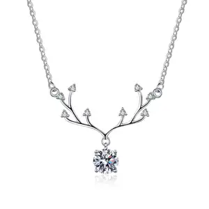 New Yilu Yous925 Sterling Silver Necklace with Mosang Stone Simulation Diamond Valentine's Day Gift for Wedding