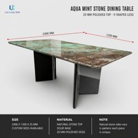 Table à manger en quartzite vert turquoise de luxe Luca pour villa, salon, table en pierre verte brésilienne moderne pour salle à manger