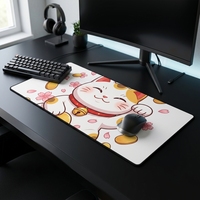 Tapis de souris de jeu Anime Maneki Neko, grand tapis de souris en tissu doux, tapis de bureau large, motif personnalisé