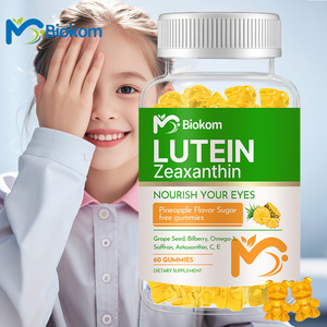 Gomitas de Luteína, Zeaxantina y Vitamina <span class=keywords><strong>E</strong></span> con Etiqueta y Fórmula Personalizadas Biokom, Suplemento Vitamínico para la Vista, Gomitas de Éster de Luteína y Arándano - Product Image 1