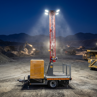 Tour d'éclairage mobile à LED, projecteur télescopique de 30 m, pliable, monté sur remorque pour chantier de construction