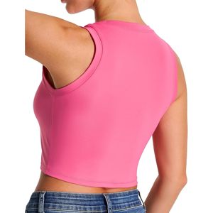 Women's Workout <b>Crop</b> <b>Top</b> Sleeveless Yoga Tank <b>Top</b> Crew Neck Breathable Spandex Polyester Athletic <b>Top</b> - Product Image 4