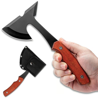 Hache légère Bochen Diamond avec manche en bois, gravée au laser, pour bricolage, camping, chasse, survie en extérieur, avec pochette en nylon – Cadeau idéal