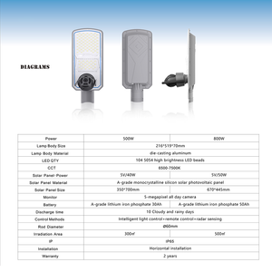 Lampadaire LED en aluminium robuste 300W 500W 800W, éclairage solaire <span class=keywords><strong>avec</strong></span> CCTV 4G pour projets en Arabie Saoudite - Product Image 4