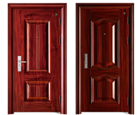 Puerta de acero antirrobo moderna rústica personalizada Diseño minimalista Puerta delantera de seguridad exterior con superficie terminada