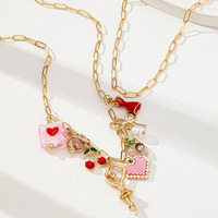Collier de vacances d'été pour femmes avec pendentifs multiples Ballet Girl Cherry Bowknot Heart Necklace Women Fashion Jewelry