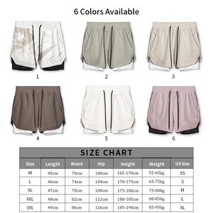 Pantalones cortos deportivos <span class=keywords><strong>2</strong></span> en 1 con Logo personalizado para hombre, Shorts deportivos para entrenamiento de trote, Fitness, culturismo - Product Image 6