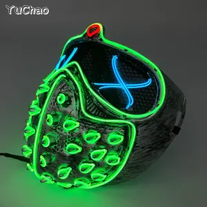 Genial Máscara Ciberpunk Luminosa LED <span class=keywords><strong>de</strong></span> Calavera para Halloween, Cosplay y Accesorios <span class=keywords><strong>de</strong></span> Disfraces para Fiestas, Máscara que Brilla en <span class=keywords><strong>la</strong></span> Oscuridad - Product Image 2