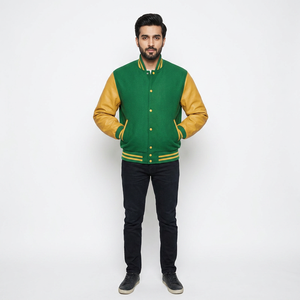Veste universitaire de baseball Letterman de haute qualité à quantité minimale de commande bas pour hommes manches en cuir confortable CollegeBaseballjacket pour hommes - Product Image 1