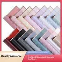 Kertas Pembungkus Bunga Tebal Tahan Air Berpinggir Emas Lapisan Jelly Matte Finish BOPP 55x55cm Grosir Pembungkus Buket