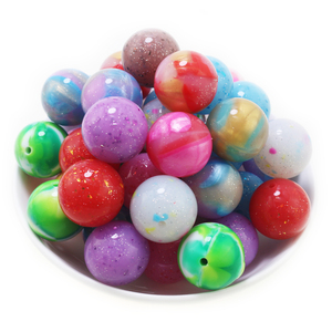 ลูกปัดซิลิโคนกลมแบบเหลววิบวับสีนีออนเงาขนาด 20 มม. สำหรับทำปากกา DIY ขายส่งแบบใหม่ - Product Image 3