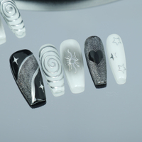 Uñas artificiales hechas a mano puras, longitud media, estilo dulce y fresco, Ojo de Gato brillante, venta al por mayor de fábrica reutilizable de alta calidad.