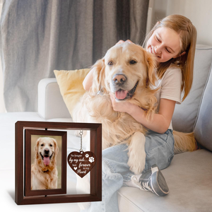 Cadre <span class=keywords><strong>photo</strong></span> commémoratif rotatif 4x6 en bambou pour chien, pliable, cadeau de condoléances pour animaux de compagnie, souvenir de perte, pour bureau, mur ou maison - Product Image 2